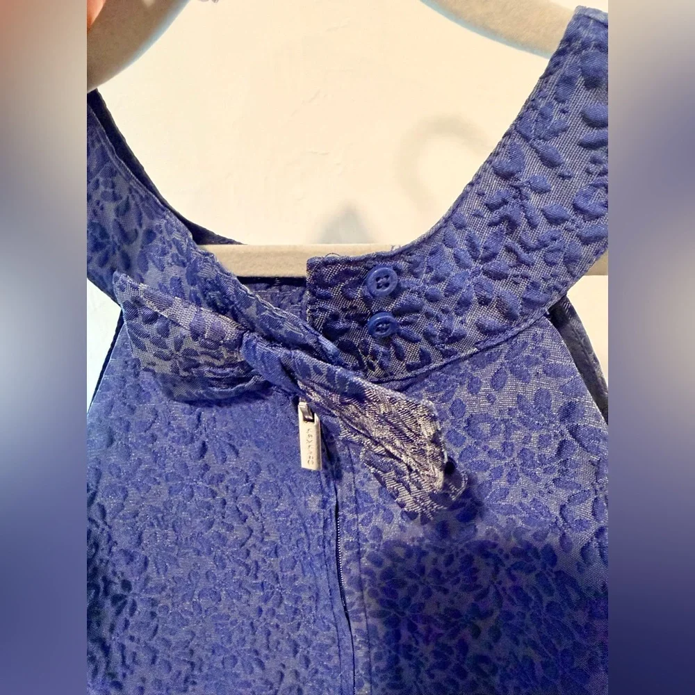 Calvin Klein Jacquard Metallic Navy Blue Bubble Party Dress NWOT Size 8
